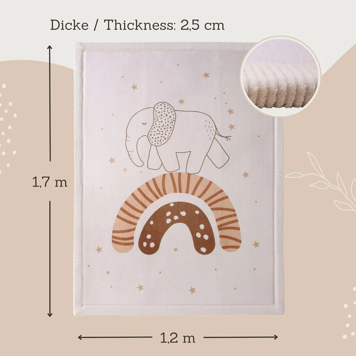 Premium Large Coral Velvet Baby Play Mat 170x120x2 - Image 2