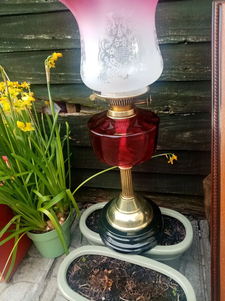 Victorian Oil Lamp, Tribal Mask - Image 3