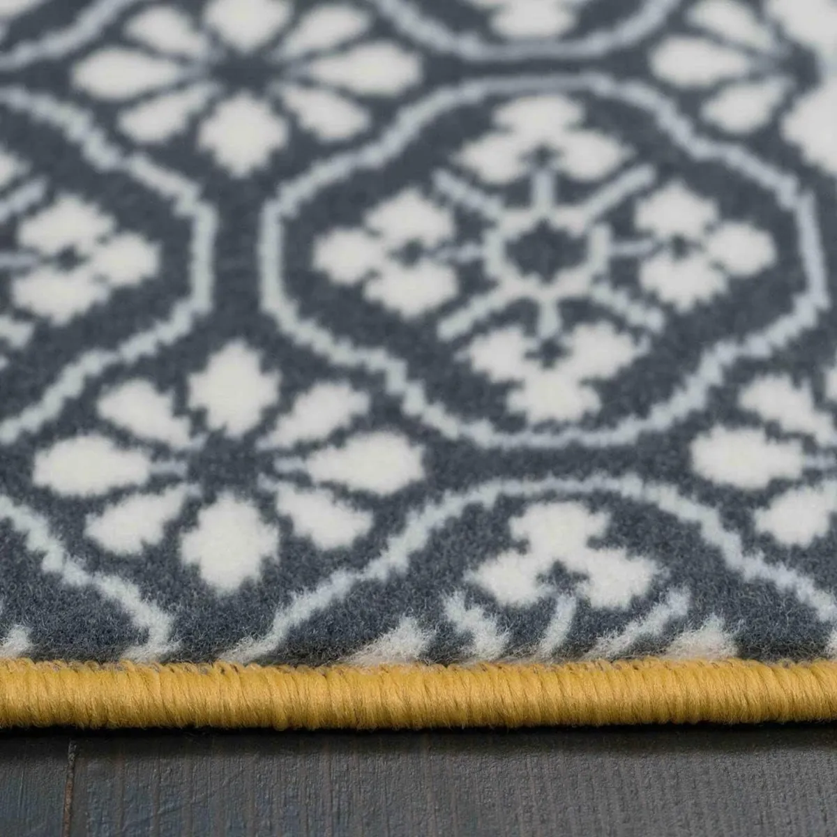 Milan Ochre Mustard Yellow Grey Patchwork Squares - Image 3