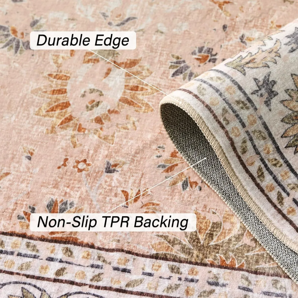 Machine Washable Rug Large Vintage Area Short - Image 3