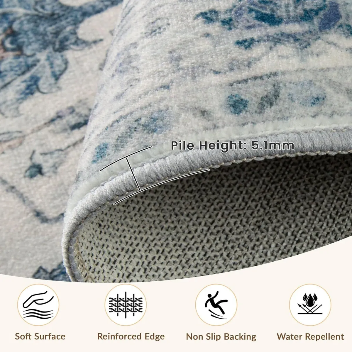 Machine Washable Rugs 150x210 cm Vintage Area Rug - Image 2