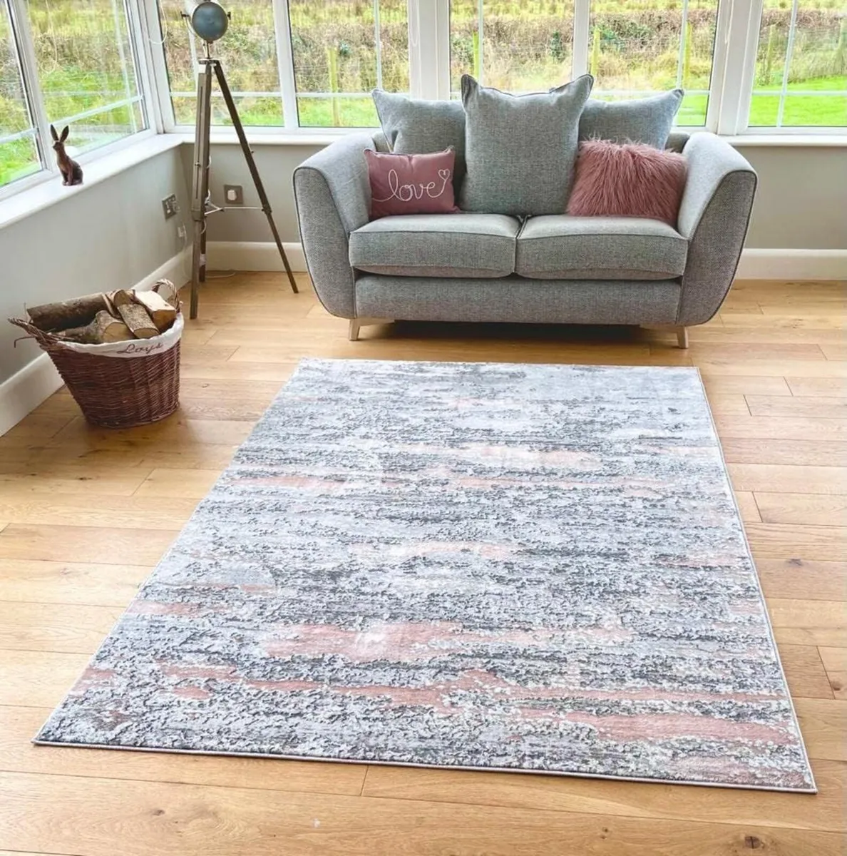 Modern Abstract Designer Metallic Silver Blush - Image 1