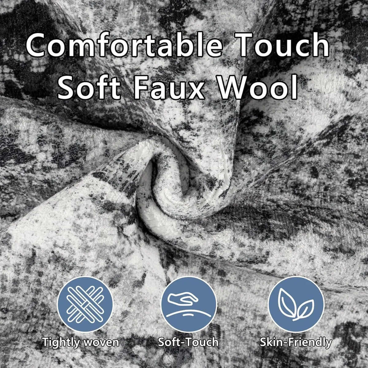 Black Abstract Area Rug 240x340cm Modern Short - Image 4