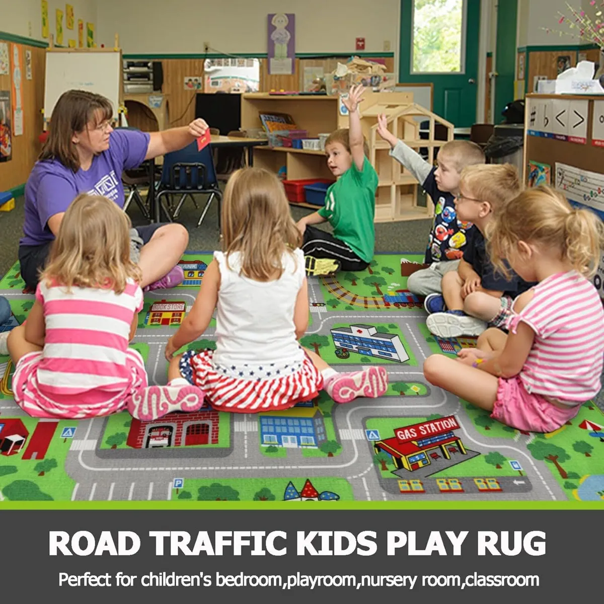 Kids Play Rug Town City Road Car Mat 200x300cm - Image 4