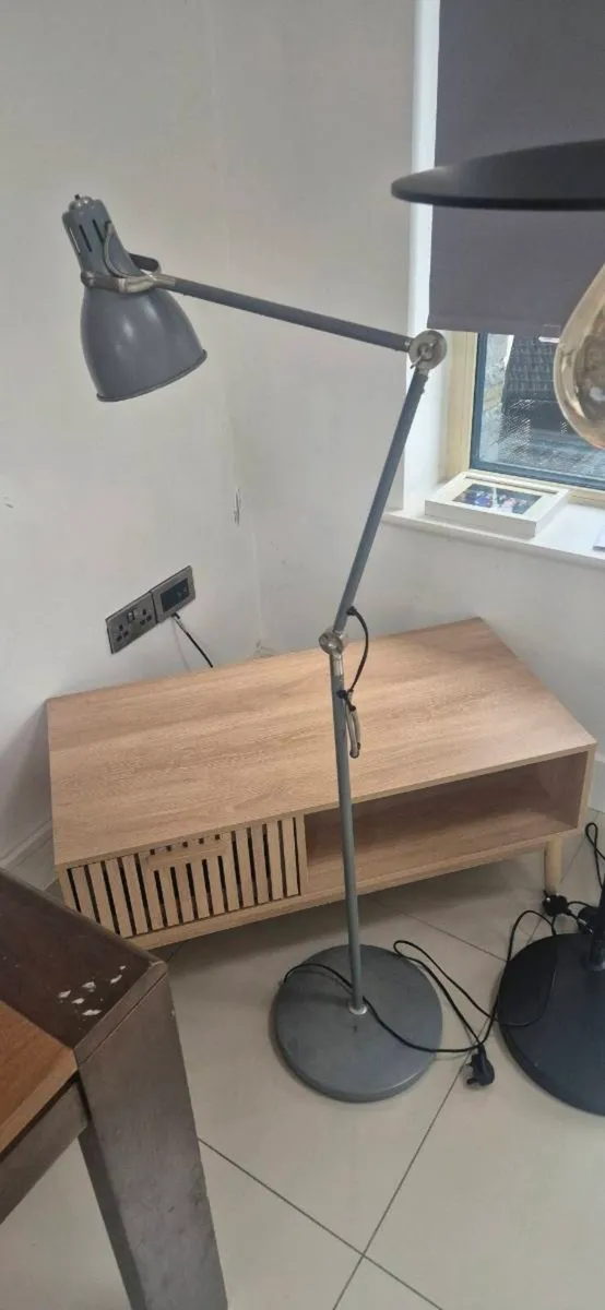 Modern tall grey adjustable floor lamp