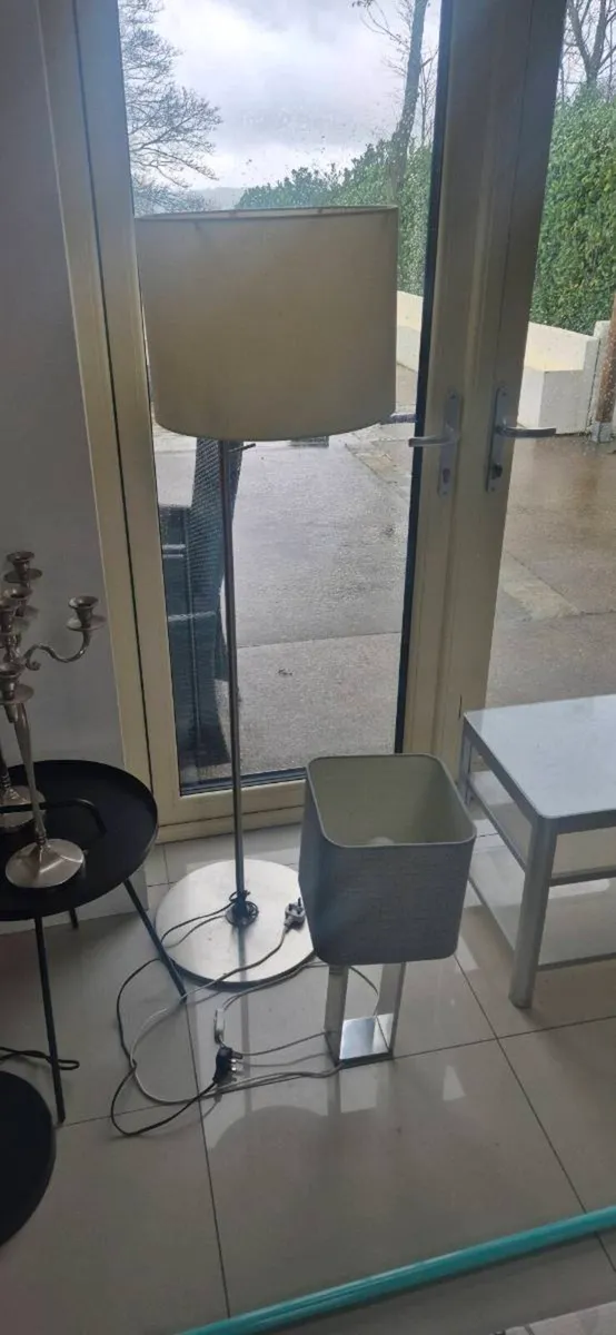 Modern tall floor lamp with shade