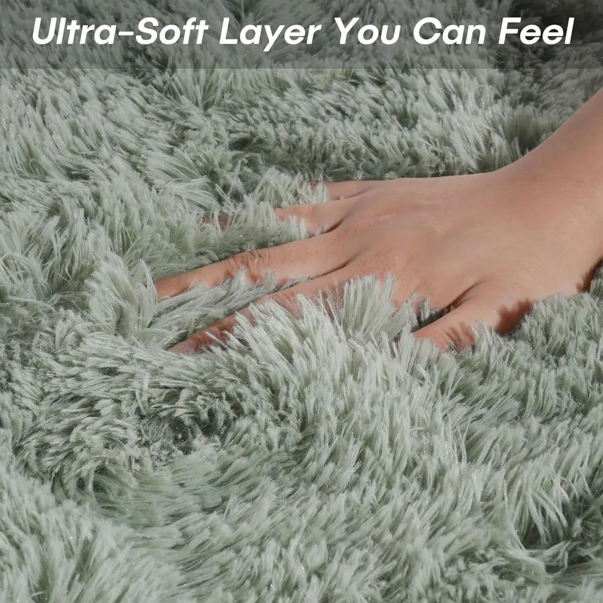 240x300cm Light Green Shaggy Rug – Soft Fluffy - Image 3