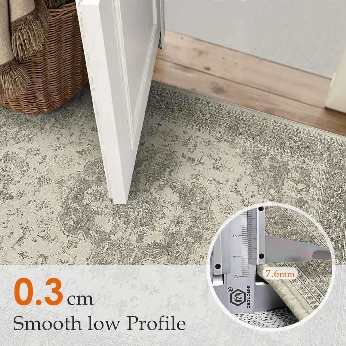 Vintage Beige Grey Rugs Living Room Area Rug - Image 3