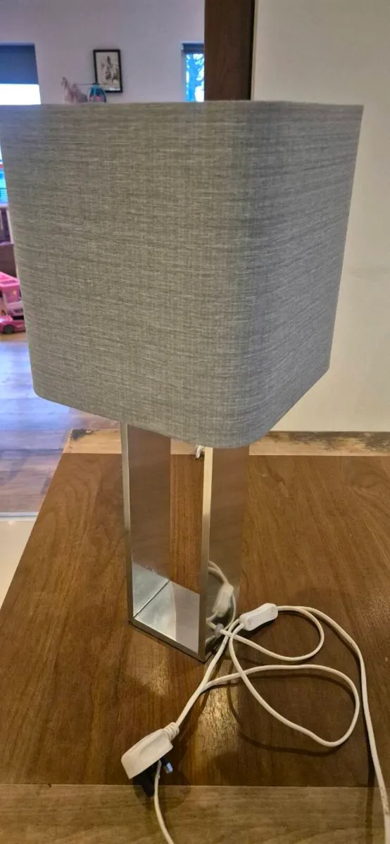 Beautiful modern chrome lamp for sale with shade - Image 1