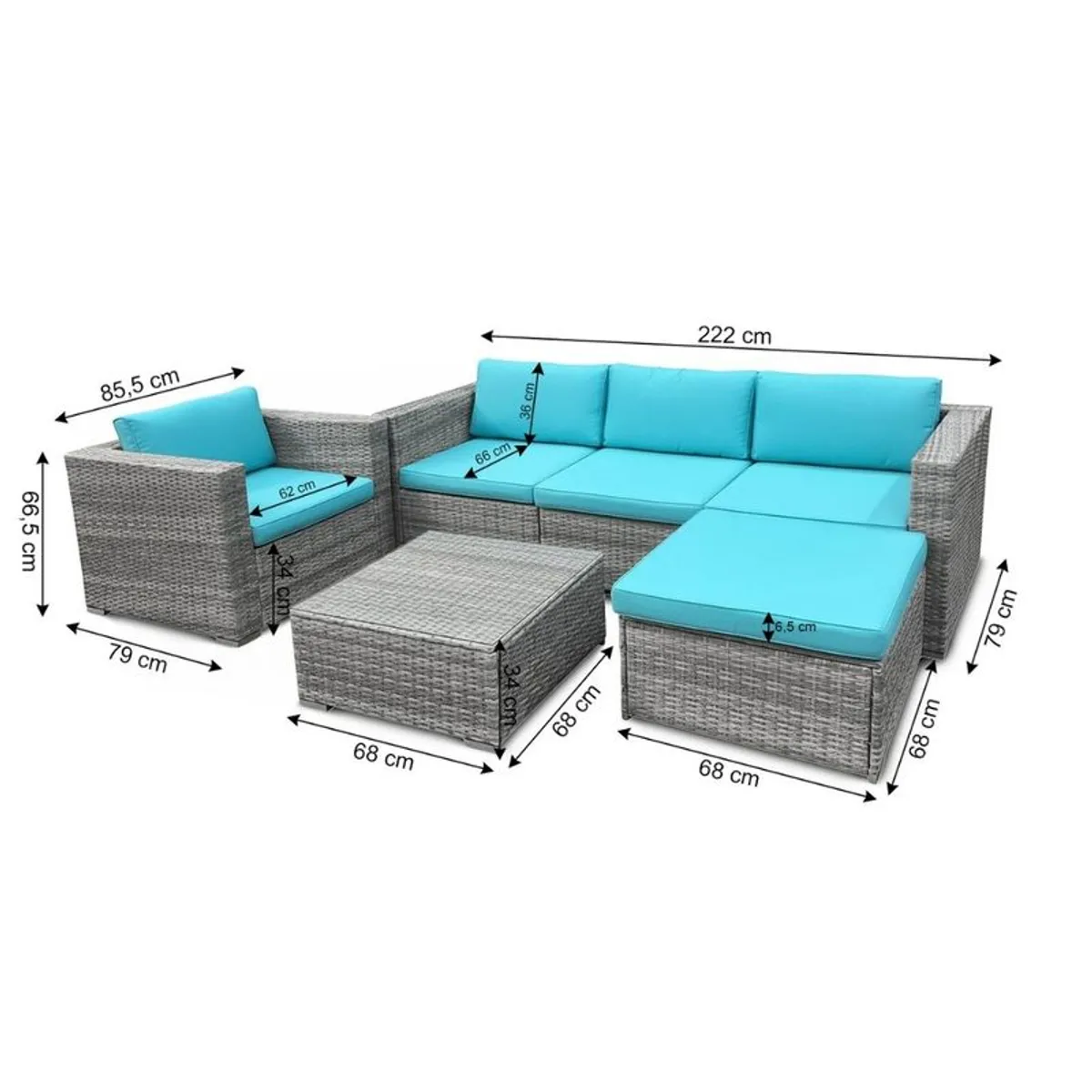 Bora Bora Garden Sofa Set Rattan Outdoor Furniture with Table, Chair & Footstool Patio Garden Furniture - Image 4
