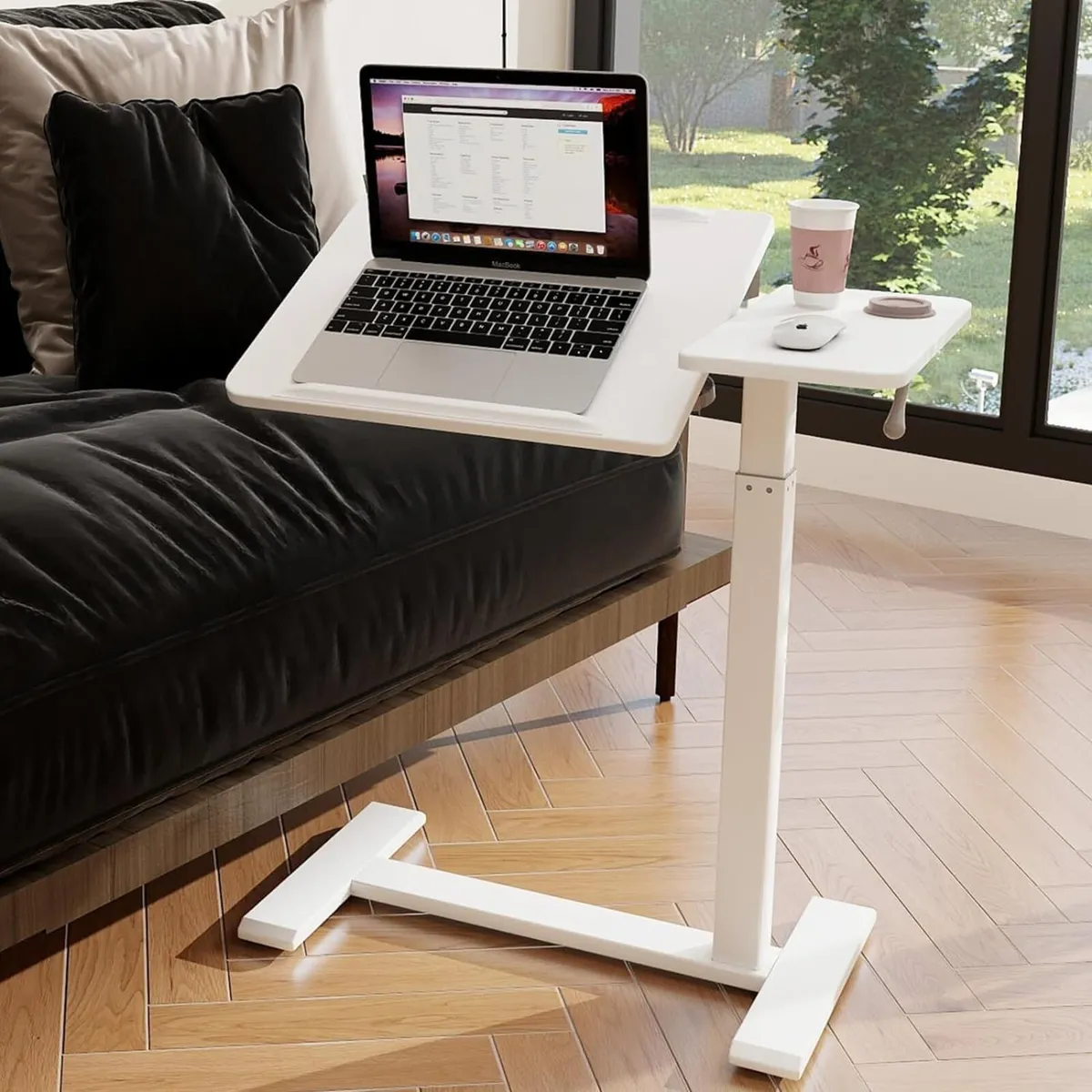 67.5x40cm Hospital Bed Table with Wheels Adjustabl - Image 1