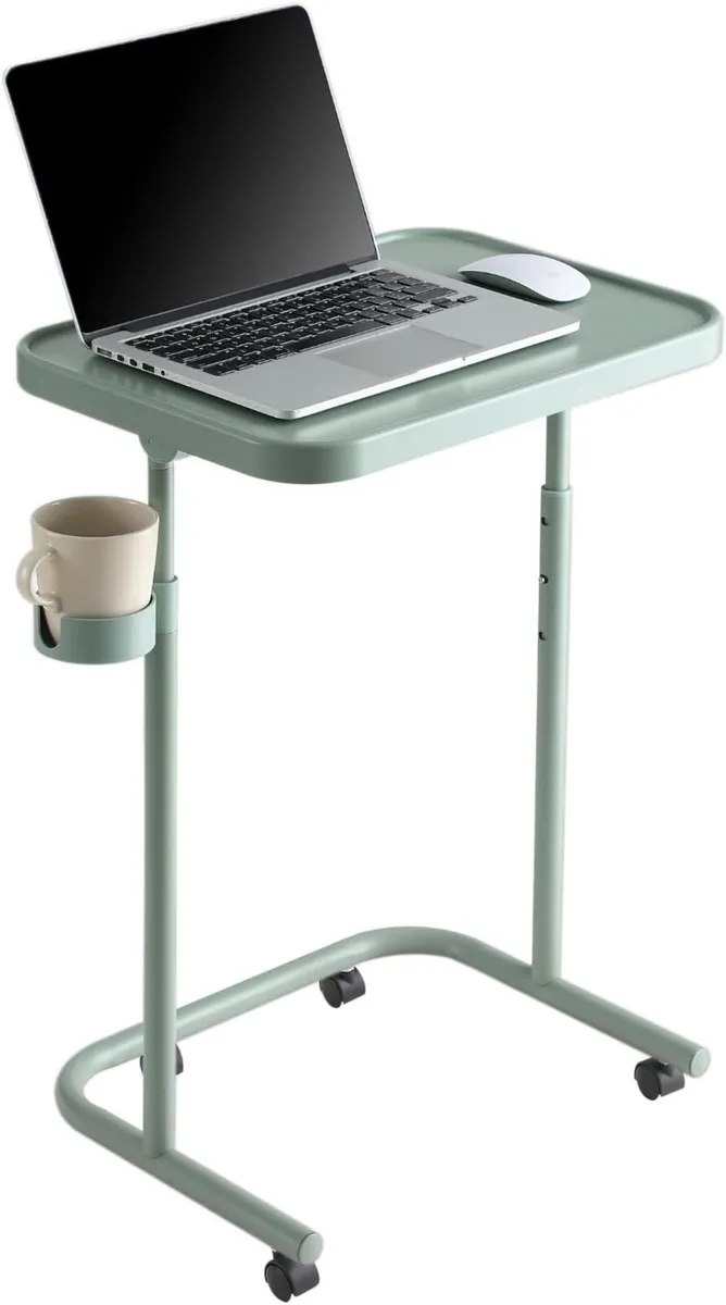 Metal TV Tray with Wheels/Casters Side End Table - Image 1