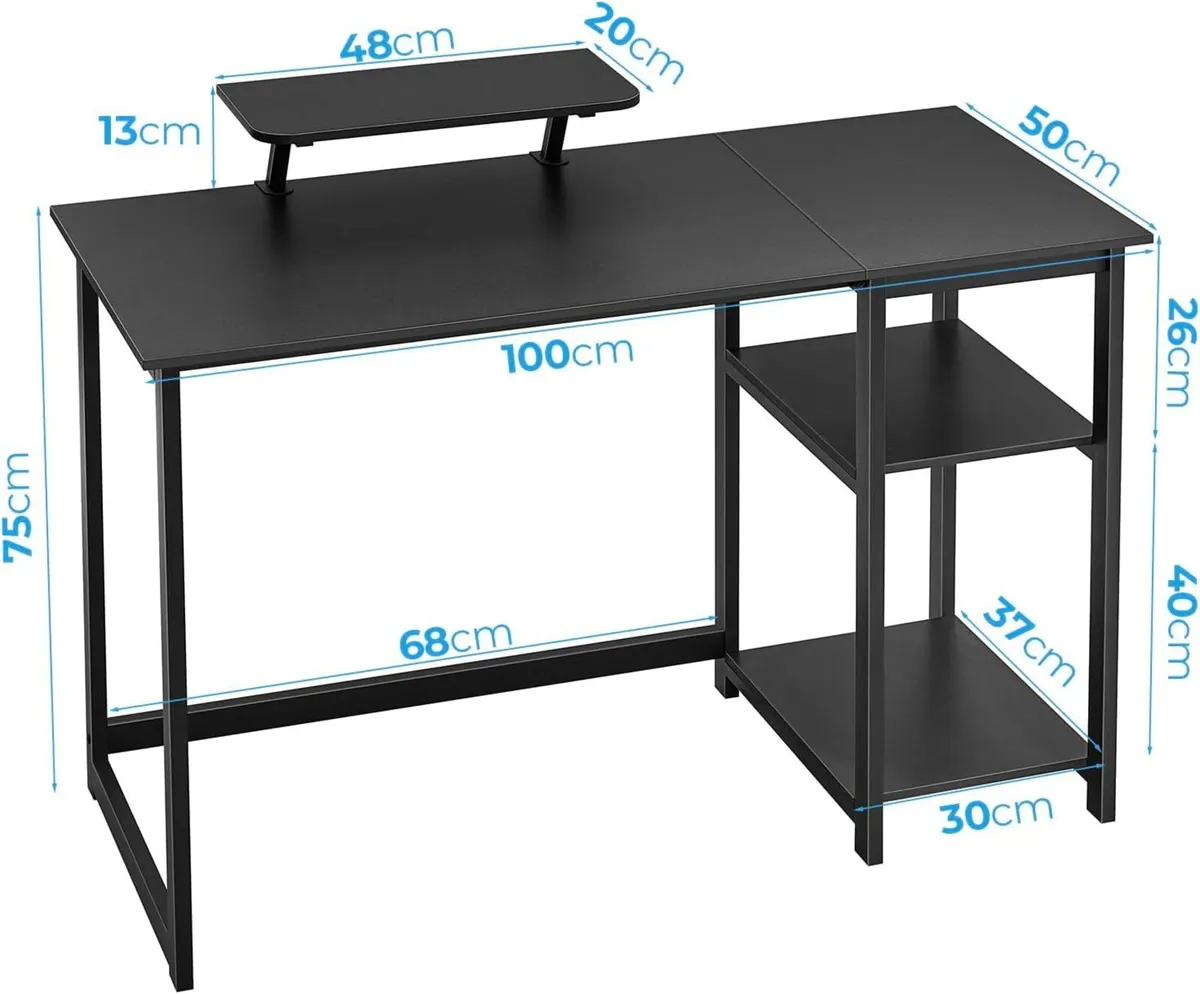 Computer Desk with Monitor Stand 100cm Office - Image 3