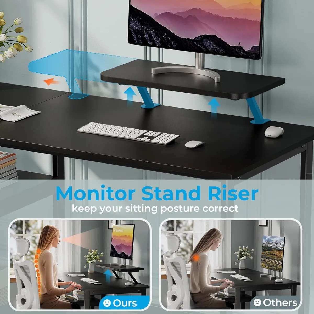 Computer Desk with Monitor Stand 100cm Office - Image 4