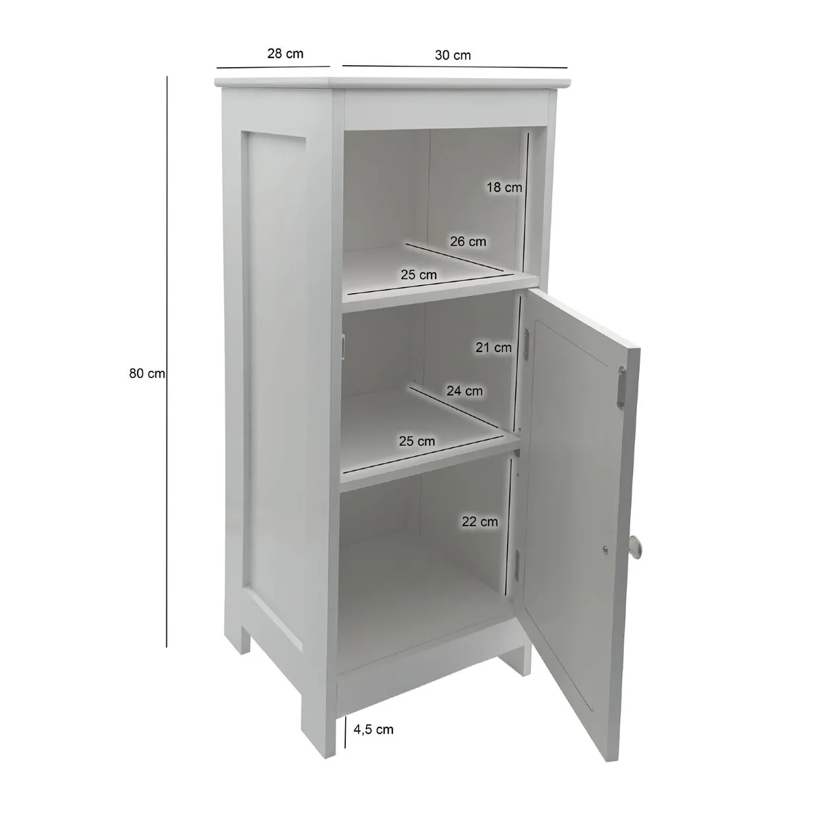 Slim White Storage Cabinet Narrow Freestanding Bat - Image 4