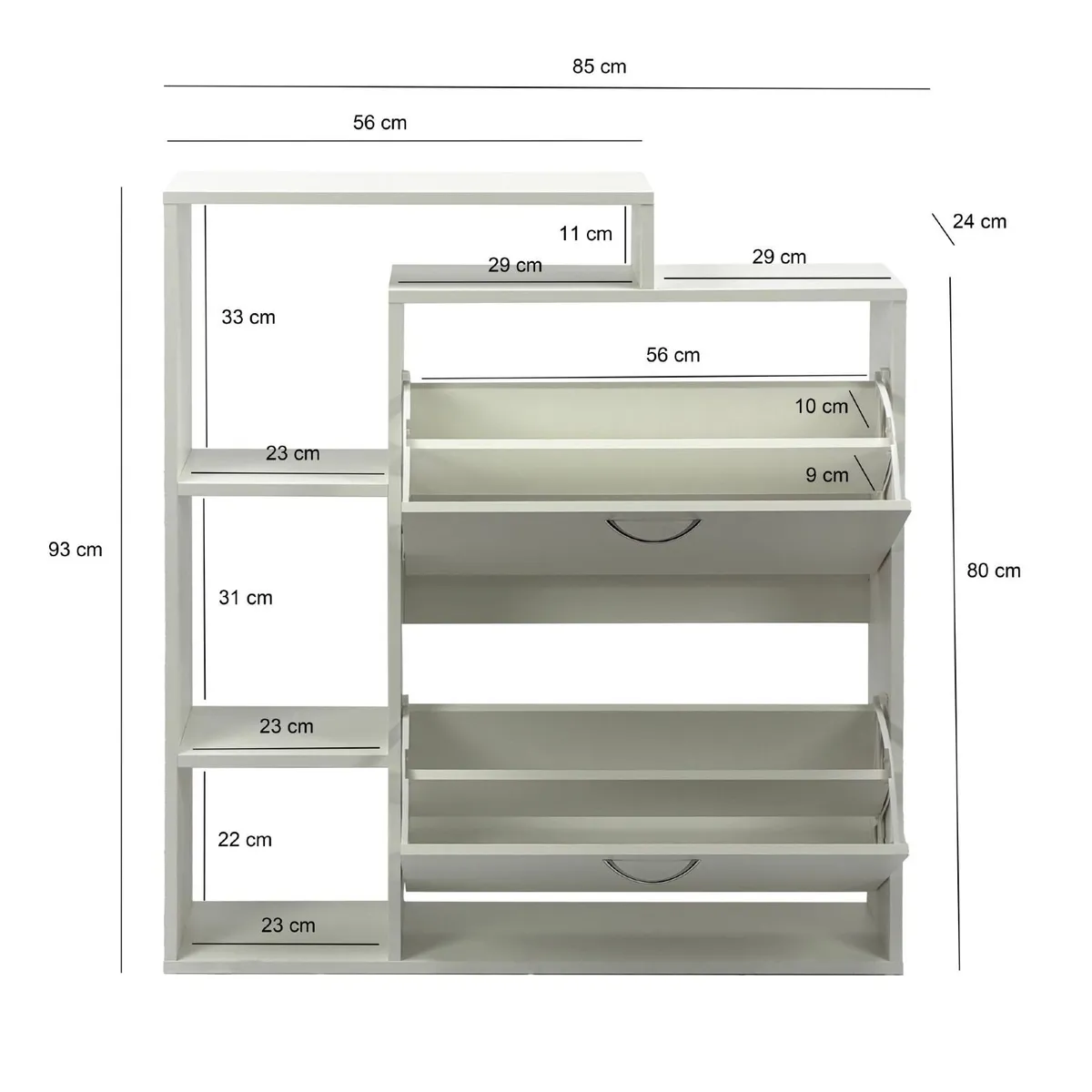 White Shoe Storage Cabinet with Shelves - Image 4