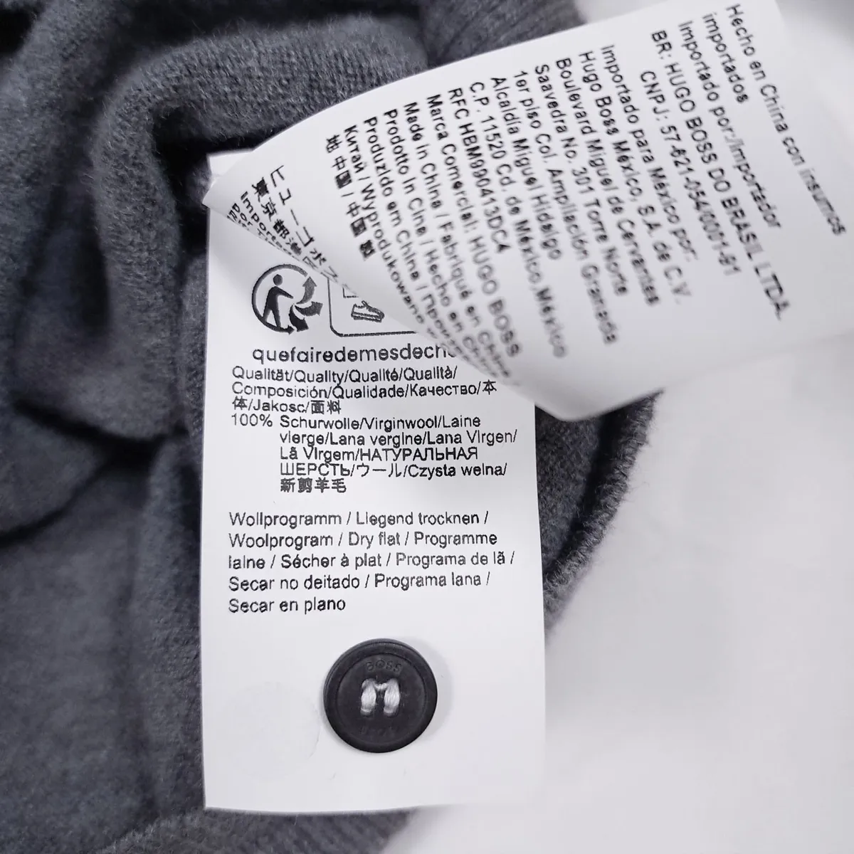 Hugo Boss Grey Long Sleeve Knit Polo Sweater XL - Image 4