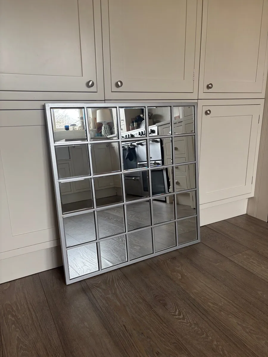 Silver Metal framed square mirror - Image 1