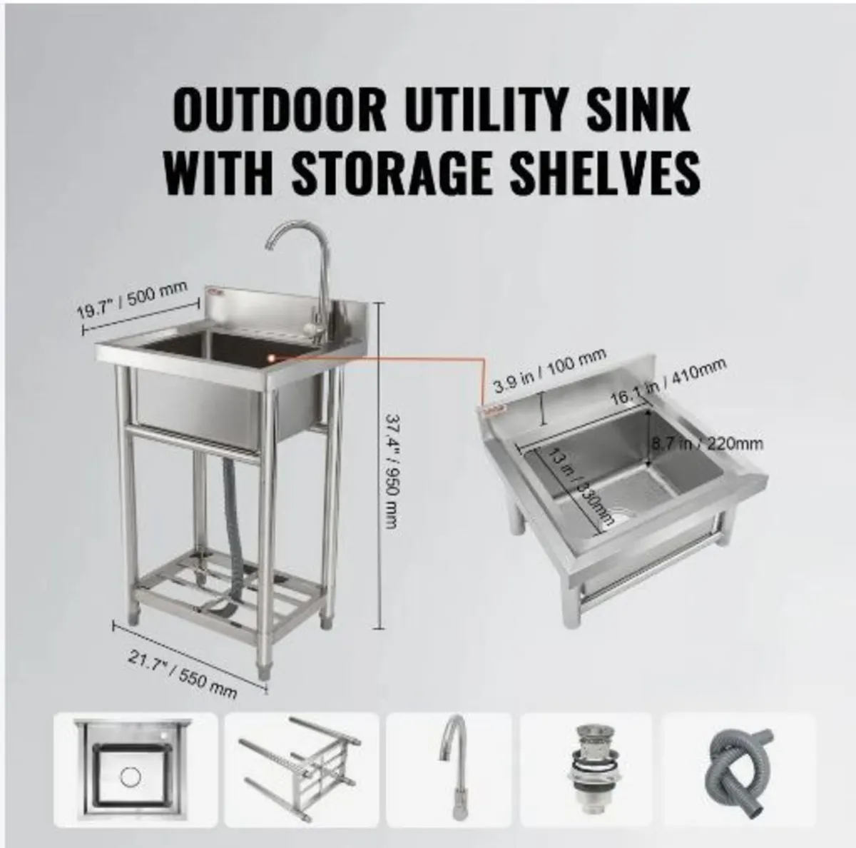 Stainless Steel Utility Sink - Image 3