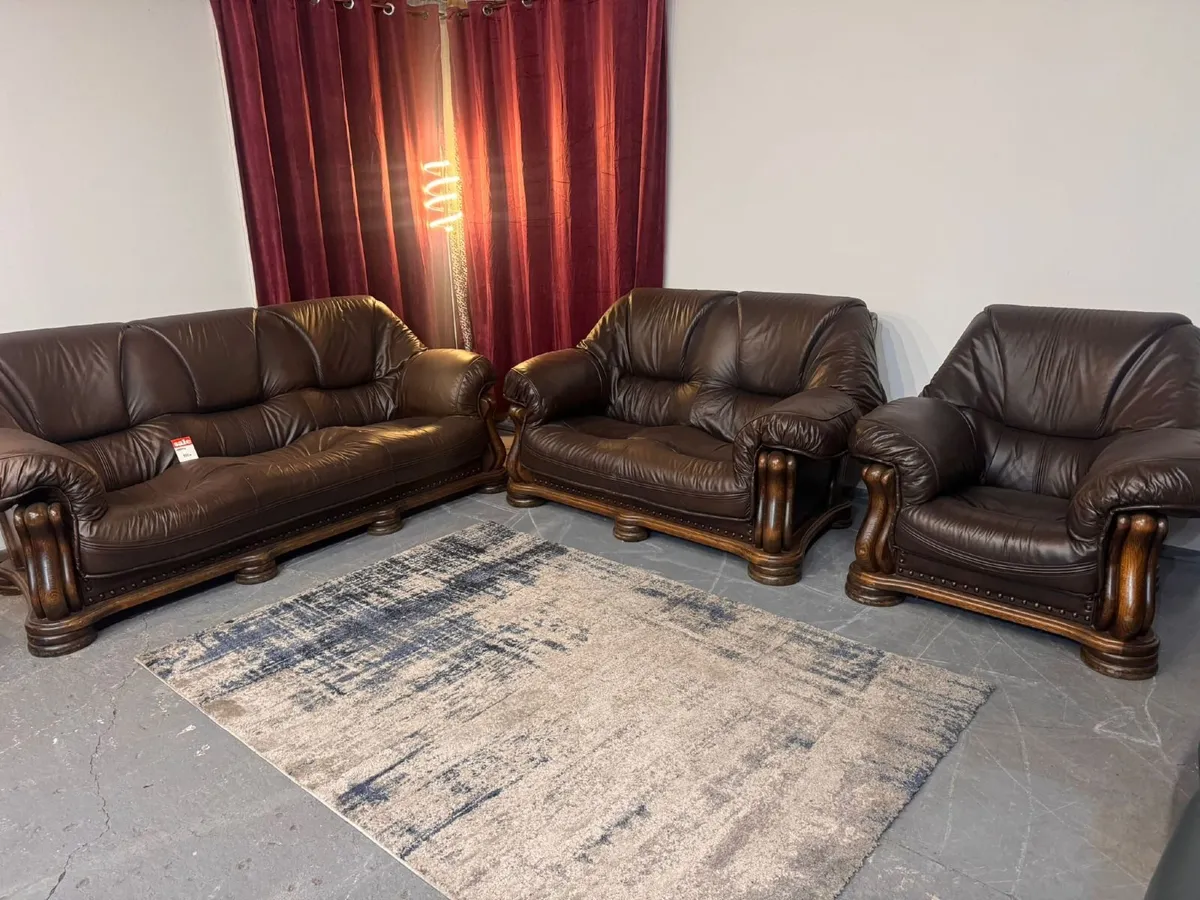 Real Leather Sofa Set - Image 1