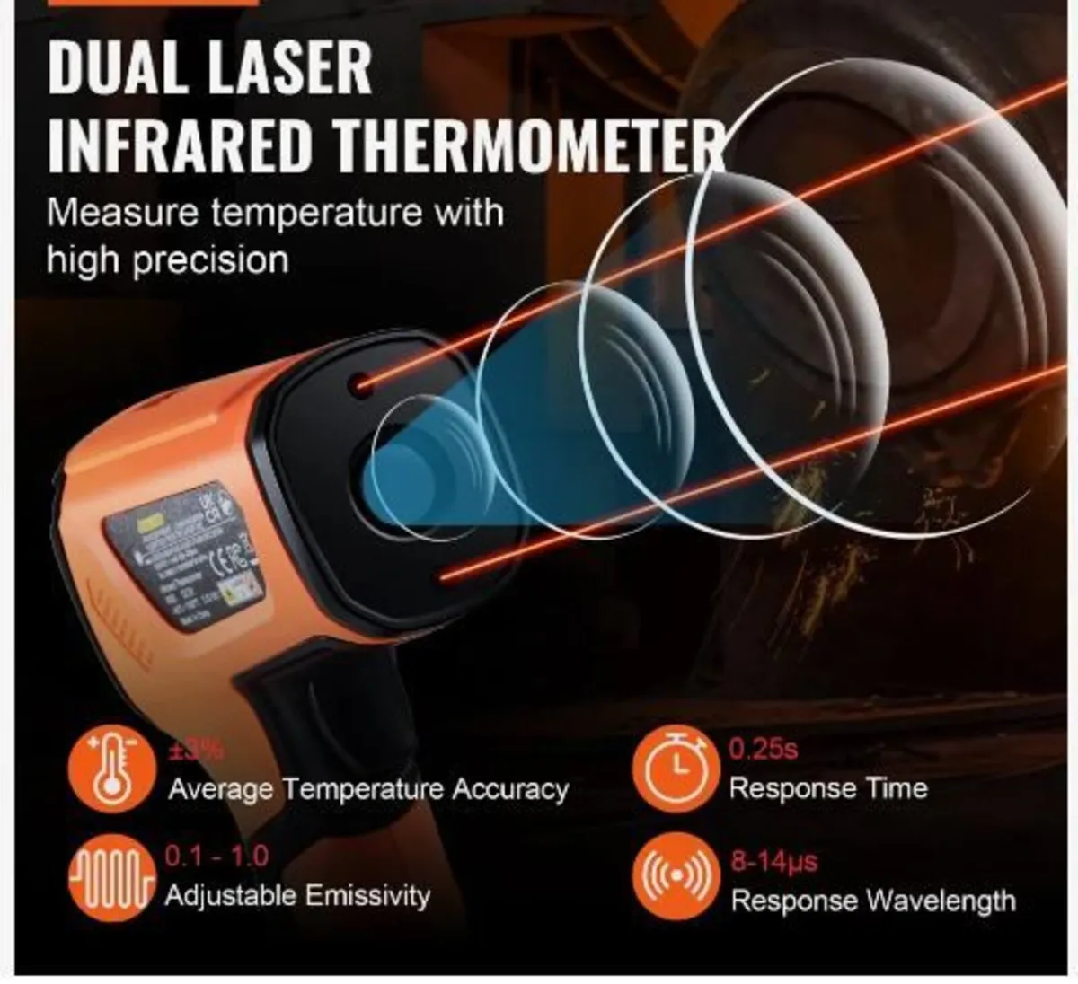 Infrared Thermometer, -40~2732°F Dual Laser - Image 3