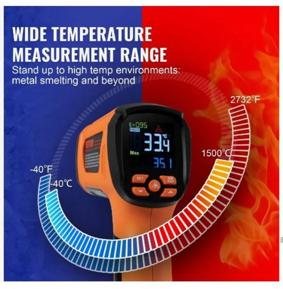 Infrared Thermometer, -40~2732°F Dual Laser - Image 4