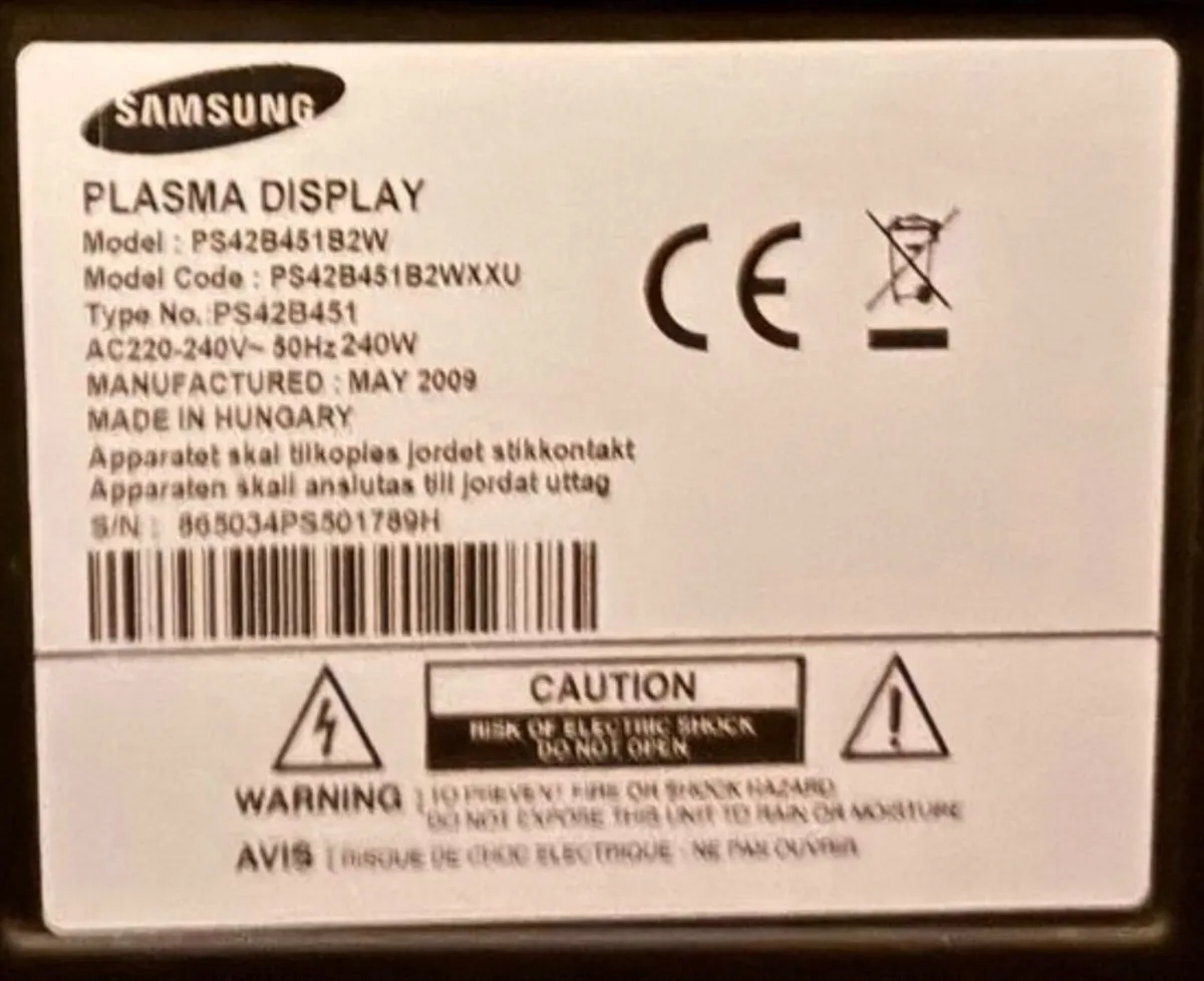 Samsung 42” Plasma TV - Image 4