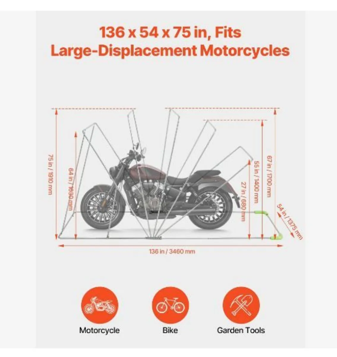 Motorcycle Storage Shelter with Security Lock, - Image 2