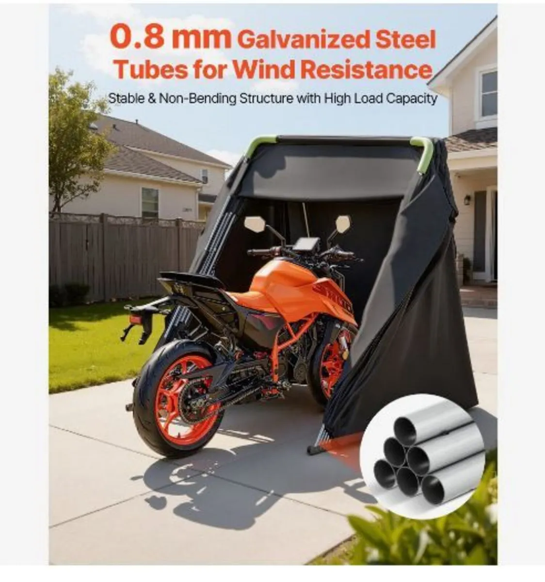 Motorcycle Storage Shelter with Security Lock, - Image 4