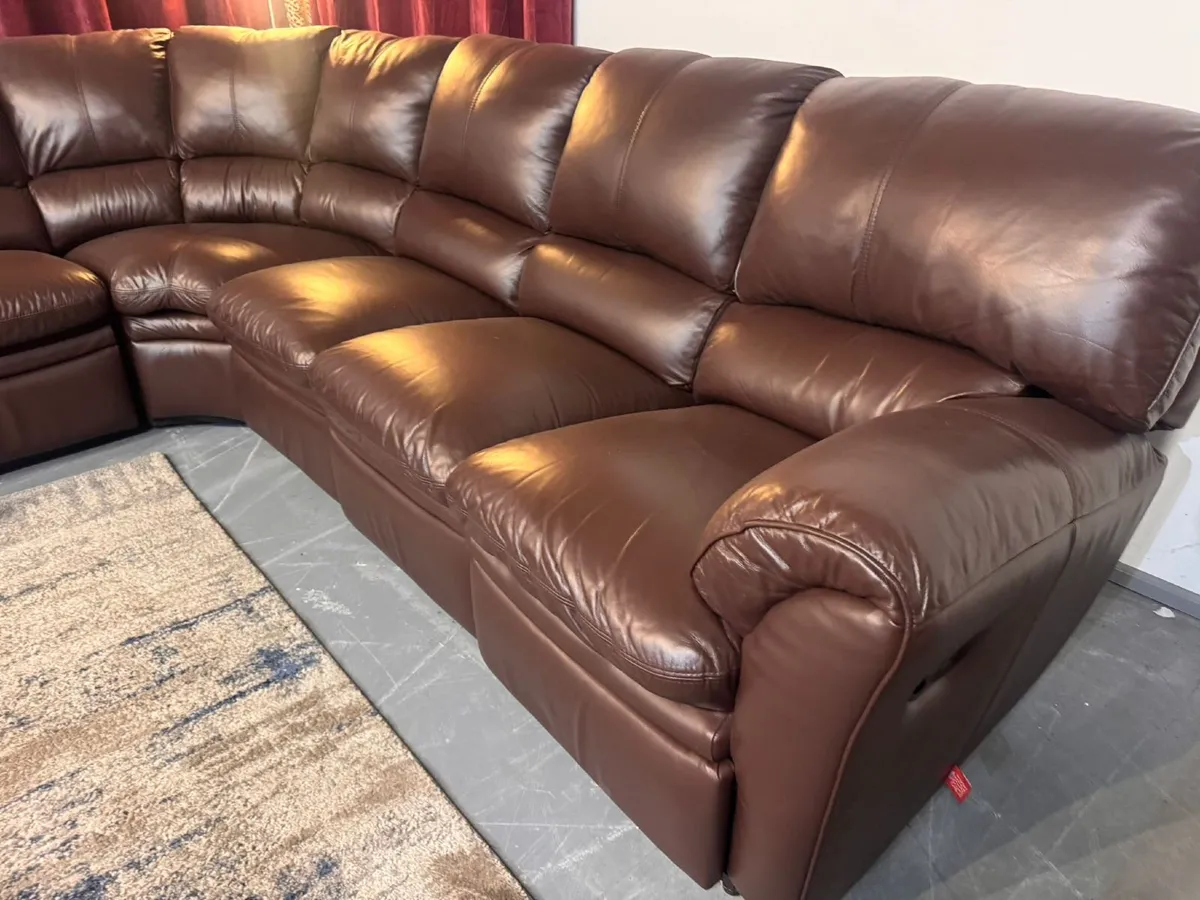 Luxurious Deep Brown Real Leather Corner Sofa - Image 4