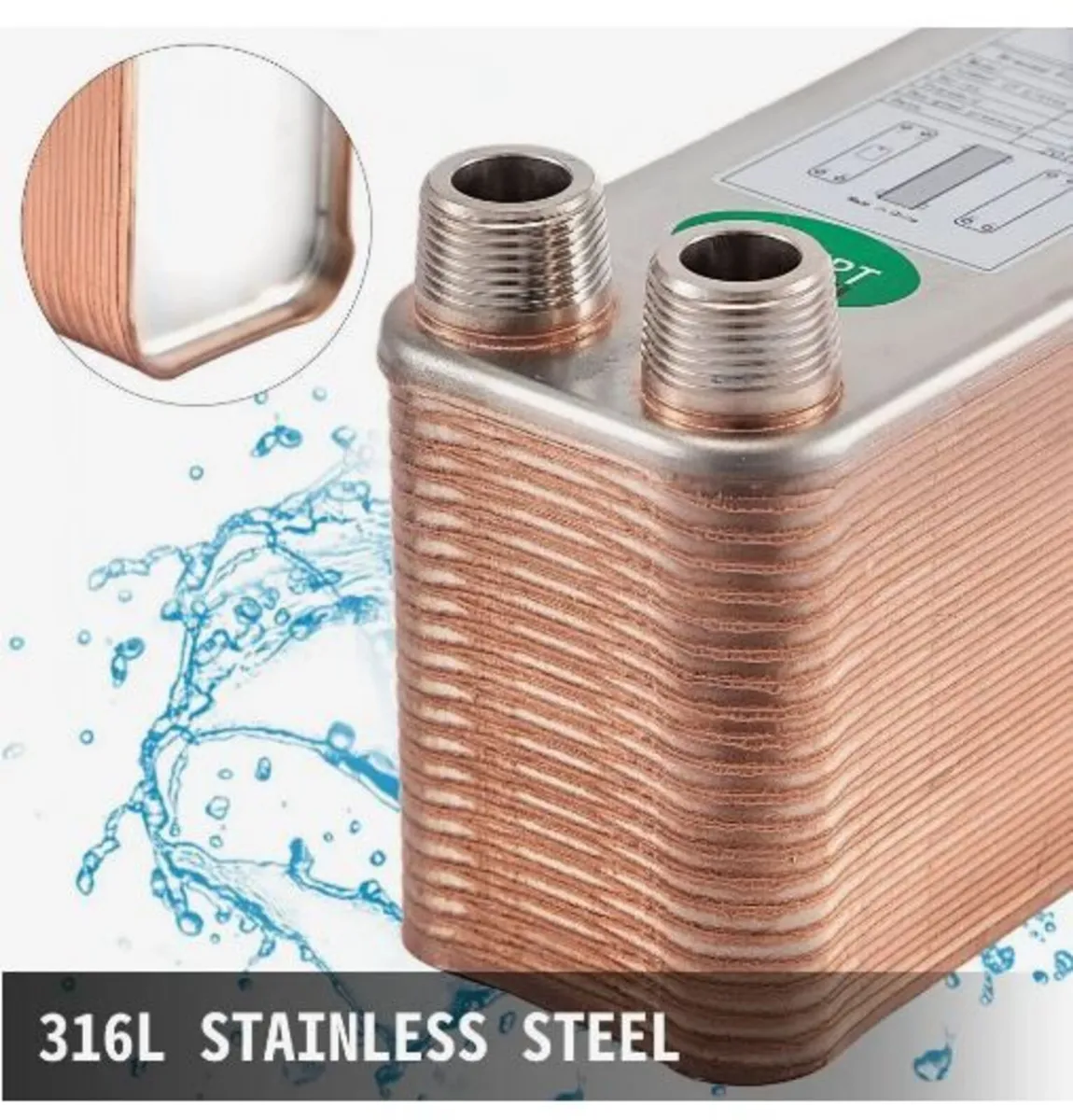 Heat Exchanger 3/4” MNPT Ports Brazed Plate - Image 1