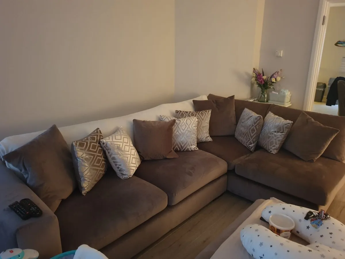 Couch set with swivel chair and footstool