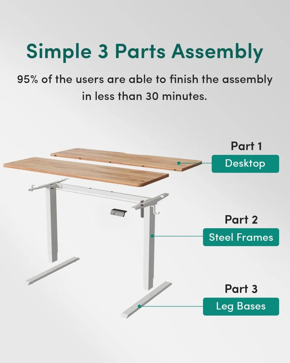 Electric Height Adjustable Standing Desk 60x100cm - Image 4
