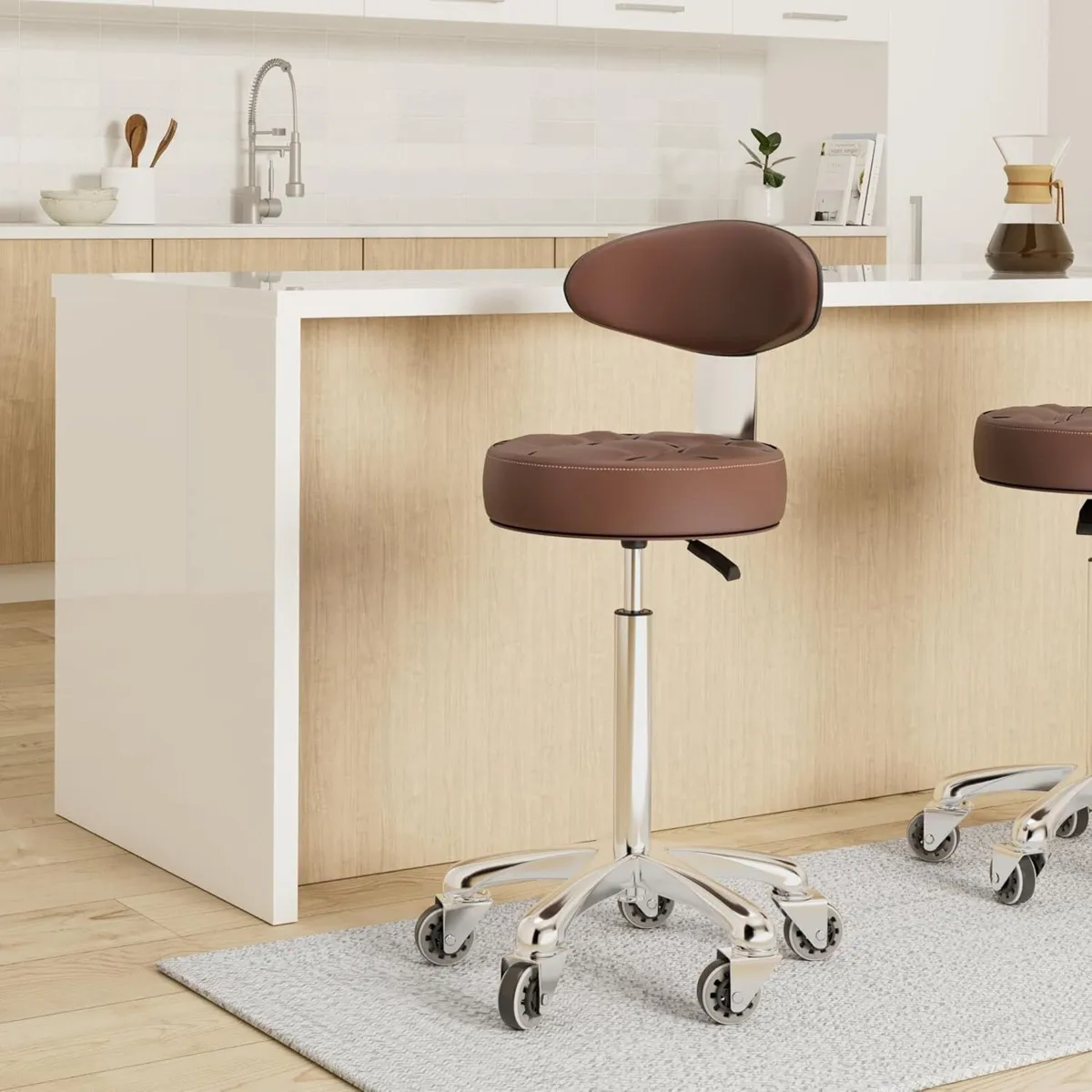 Rolling Stool Chair with Smooth-rolling Dual-wheel - Image 2