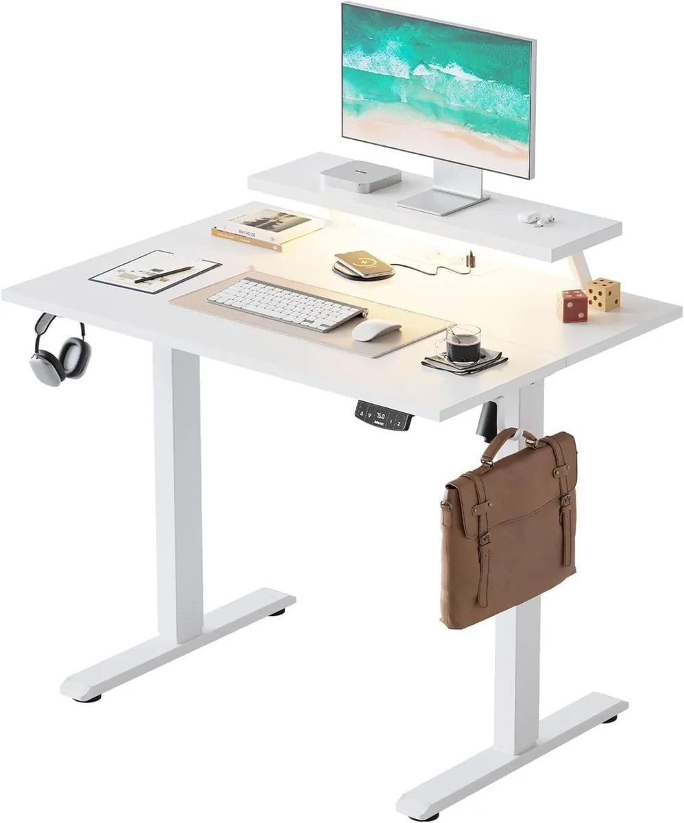 Electric Standing Desk with Movable Monitor Stand - Image 1