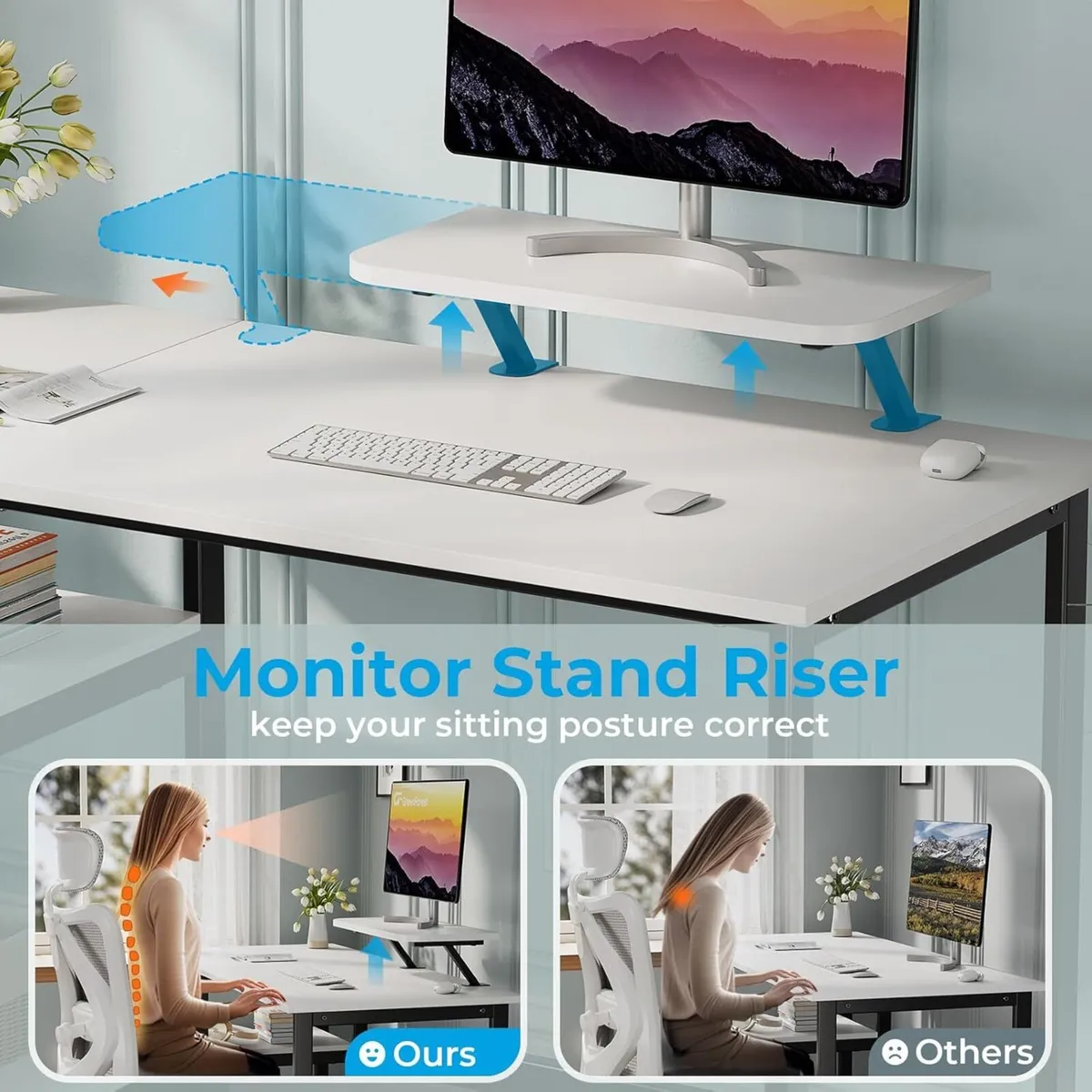 Computer Desk with Monitor Stand 120cm Office - Image 4