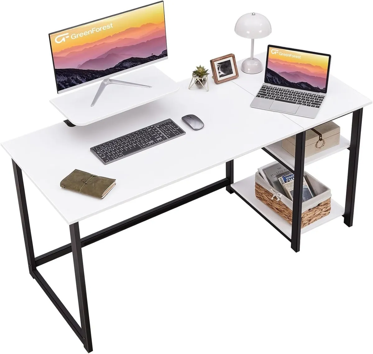 Computer Desk with Monitor Stand 140cm Office - Image 1