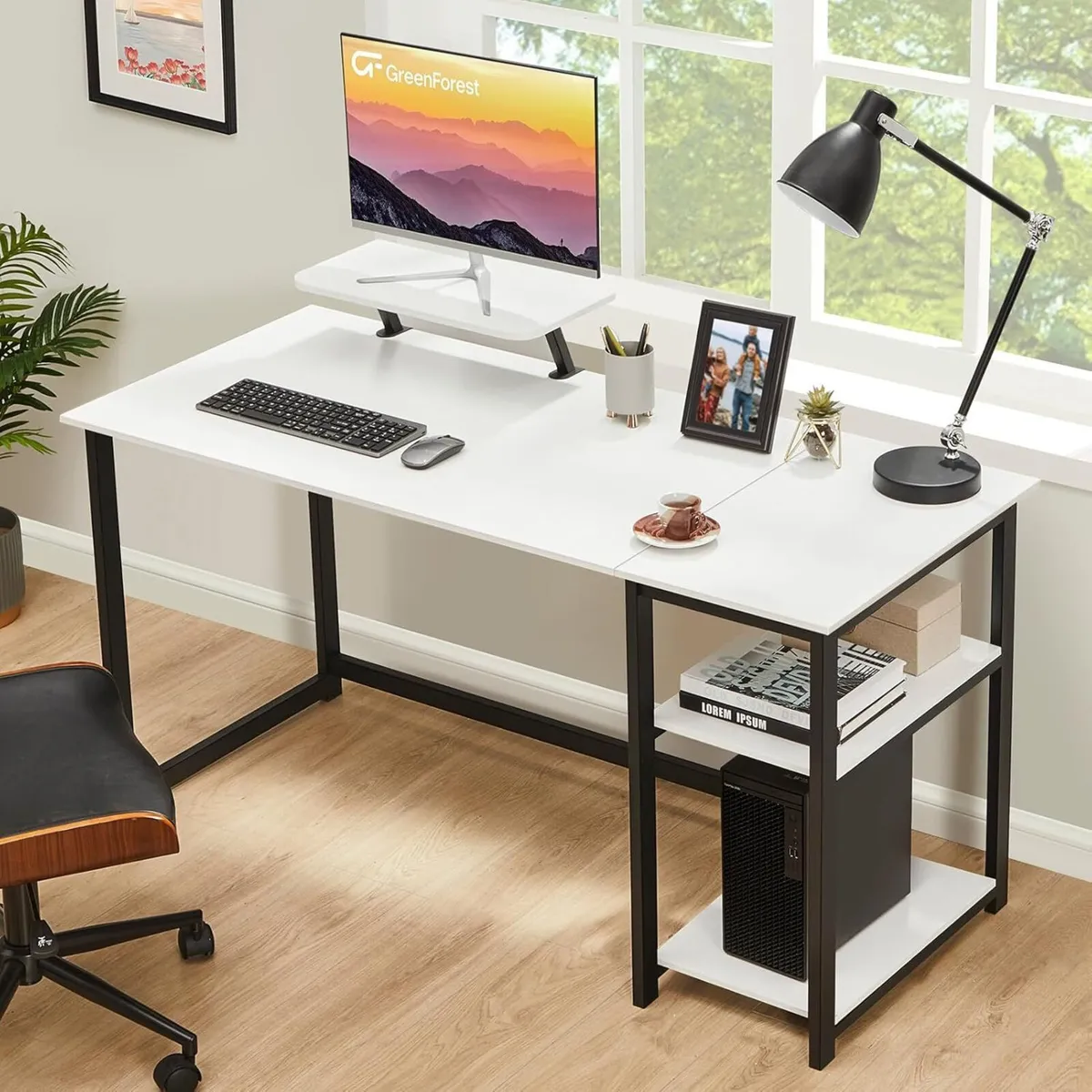 Computer Desk with Monitor Stand 140cm Office - Image 2