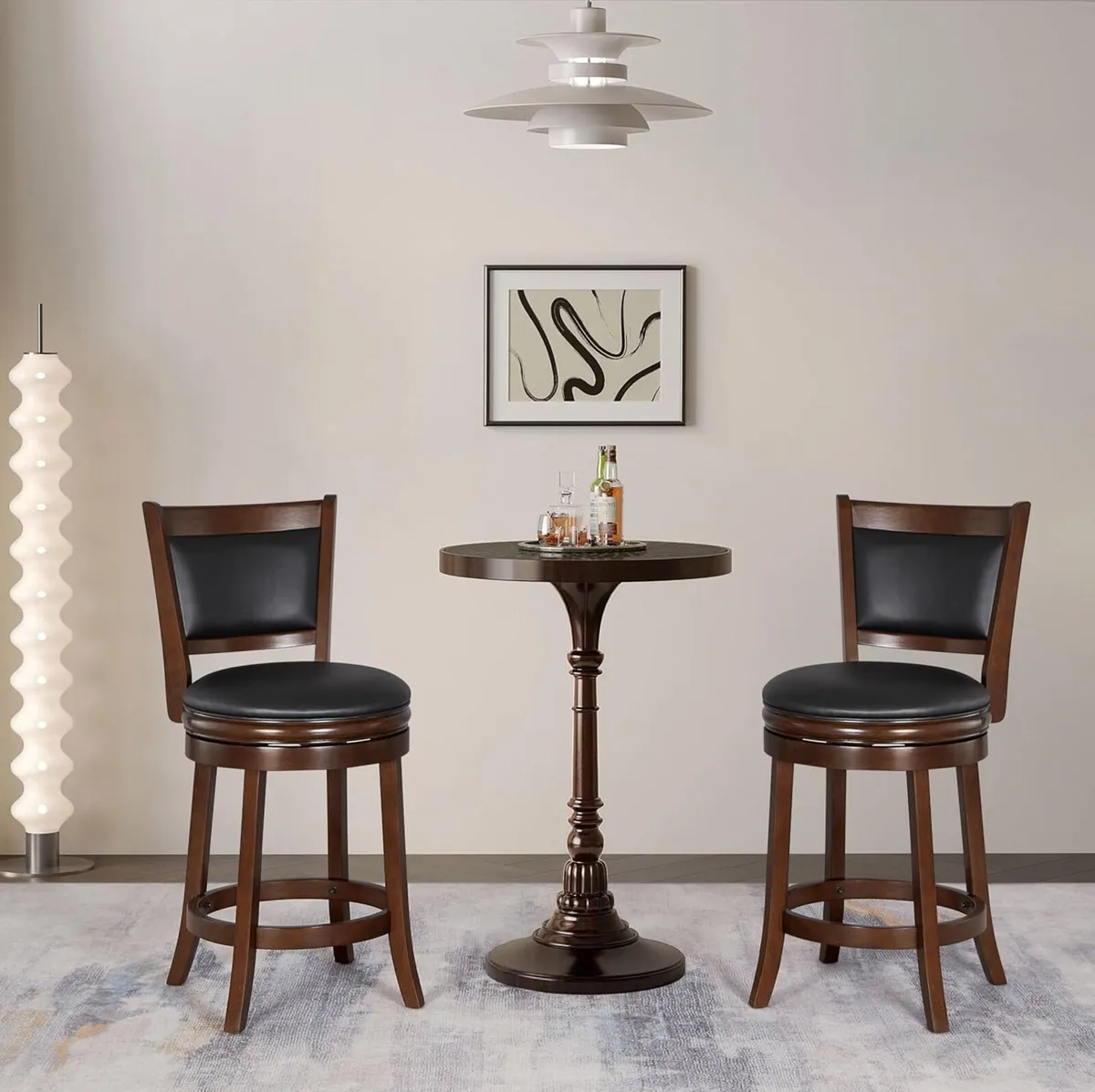 Swivel Counter Stool Wood Frame Kitchen Island - Image 2