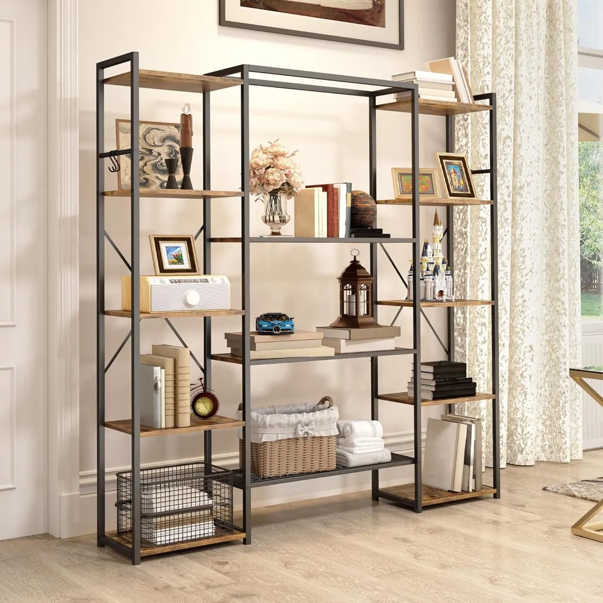 Bookcase Industrial Book shelf with 13 Shelves - Image 3