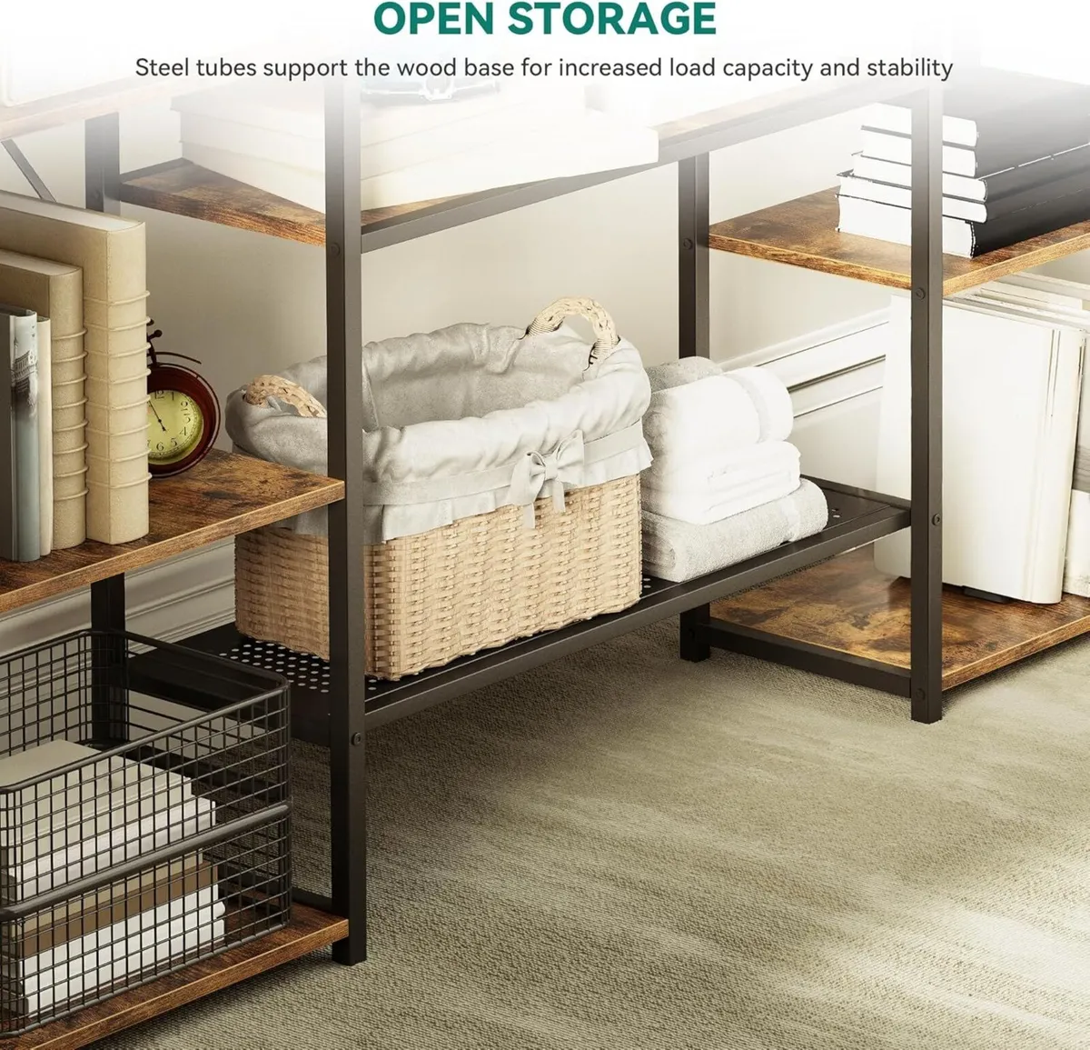 Bookcase Industrial Book shelf with 13 Shelves - Image 4