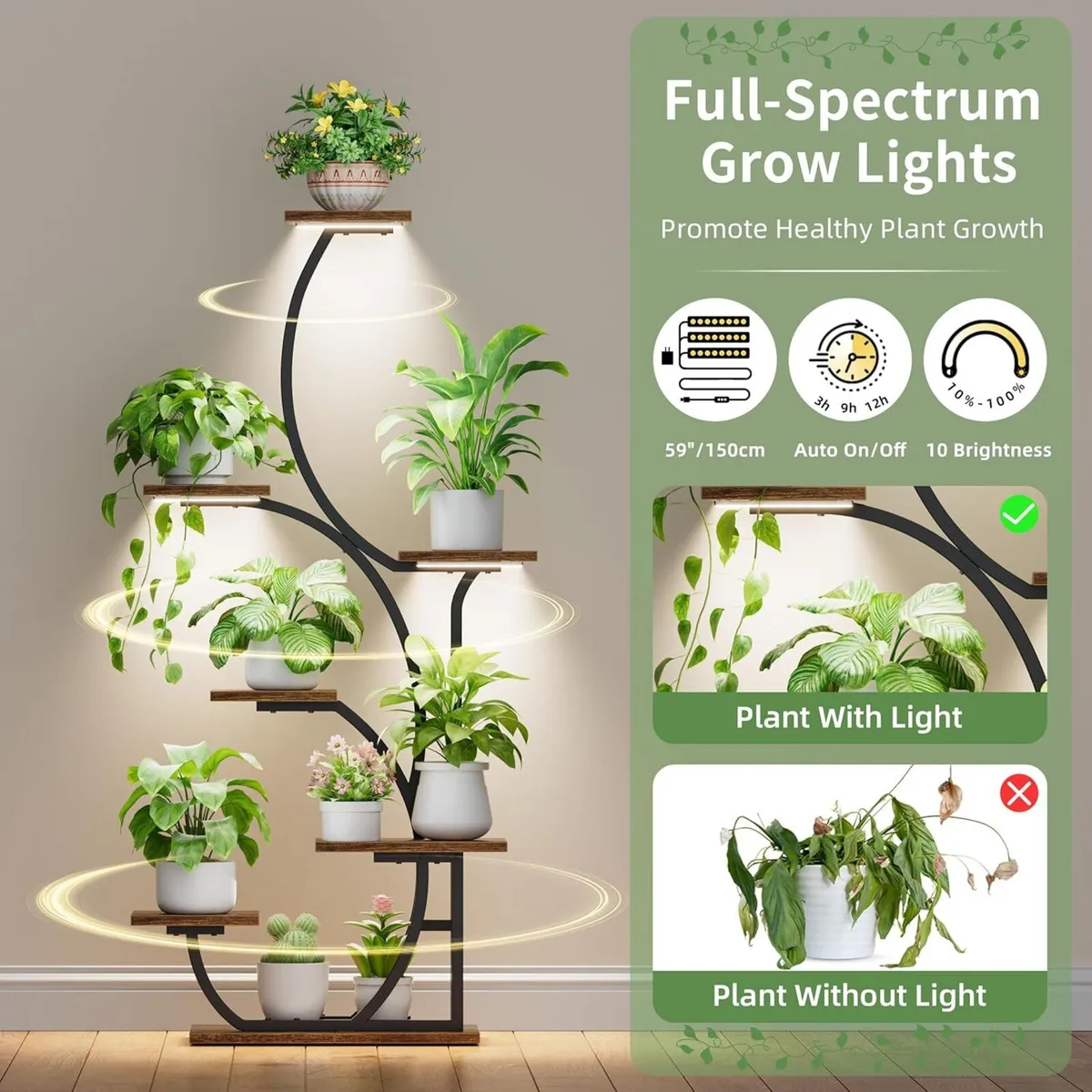 Plant Stand With Grow Lights 7 Tiered 57“ Indoor - Image 4