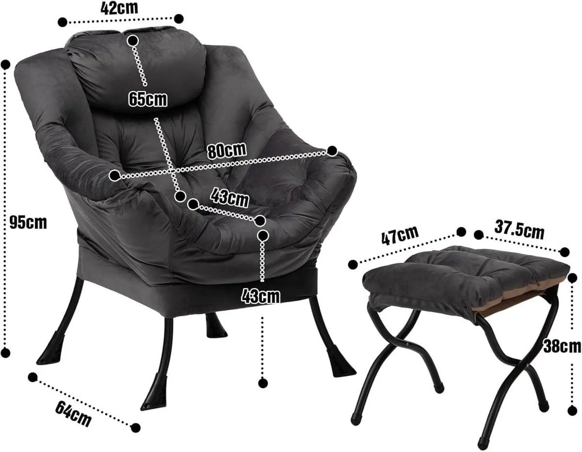 Armchair with Footstool Comfy Chairs for Living - Image 3