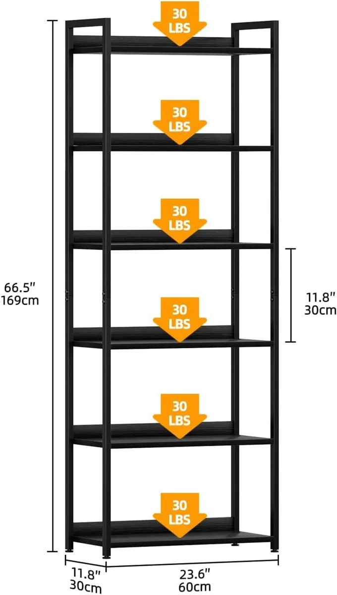 6 Tier Bookshelf Home Office Bookcase Shelf - Image 3