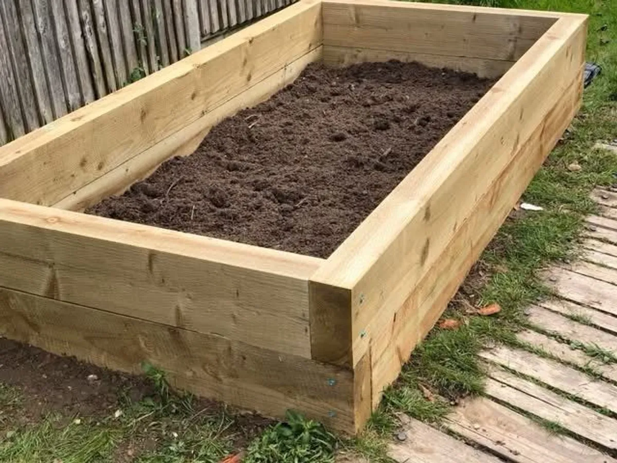 Heavy Duty Raised Garden Beds from Railway Sleepers - Installed - Image 3