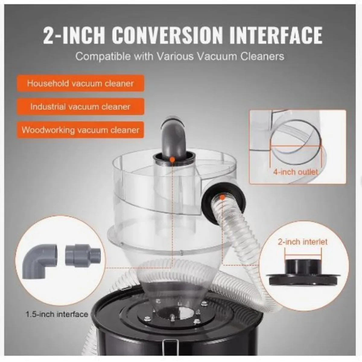 Cyclone Dust Separator with Metal Tank - Image 2