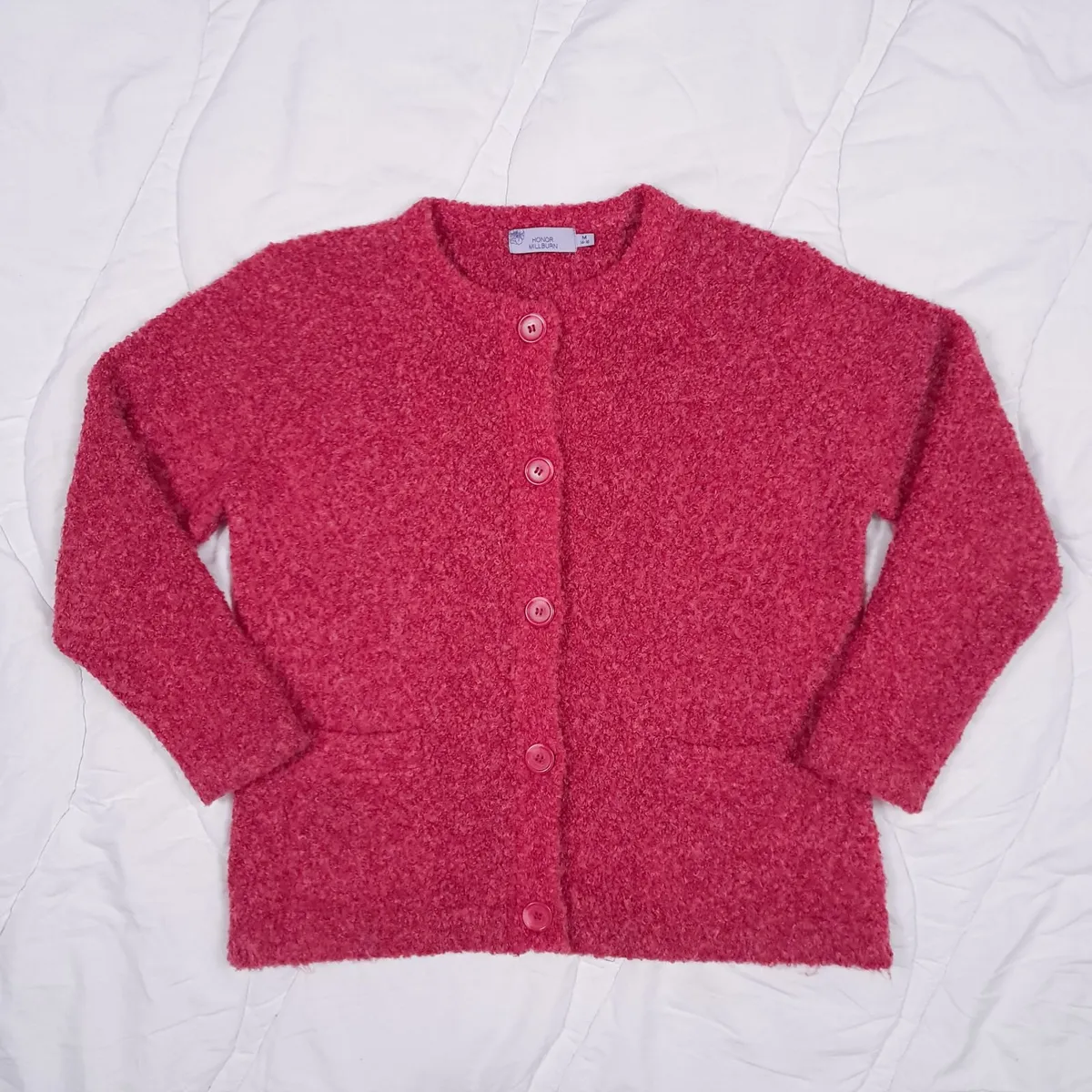 Honor Millburn Pink Textured Bouclé Cardigan M - Image 2