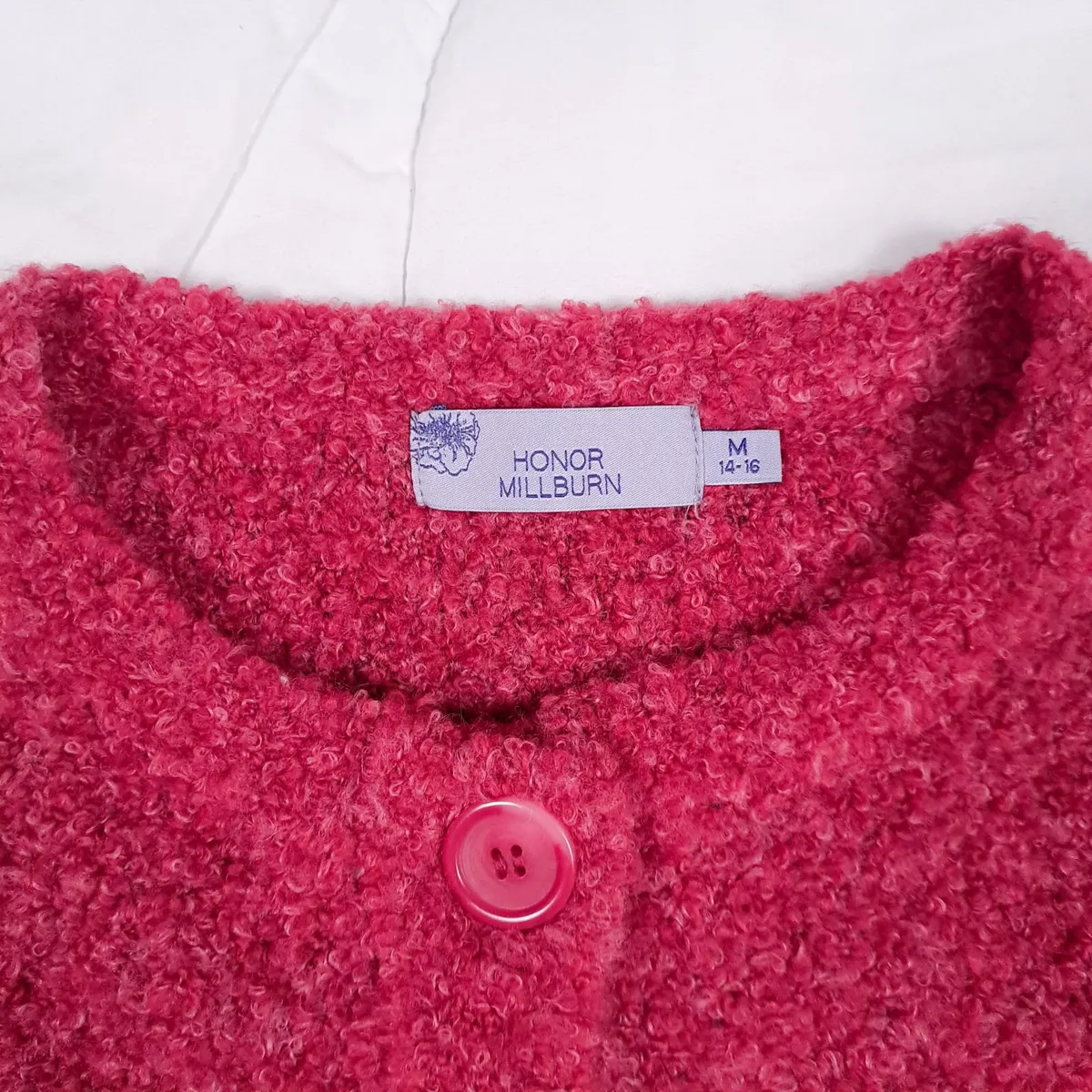 Honor Millburn Pink Textured Bouclé Cardigan M - Image 3