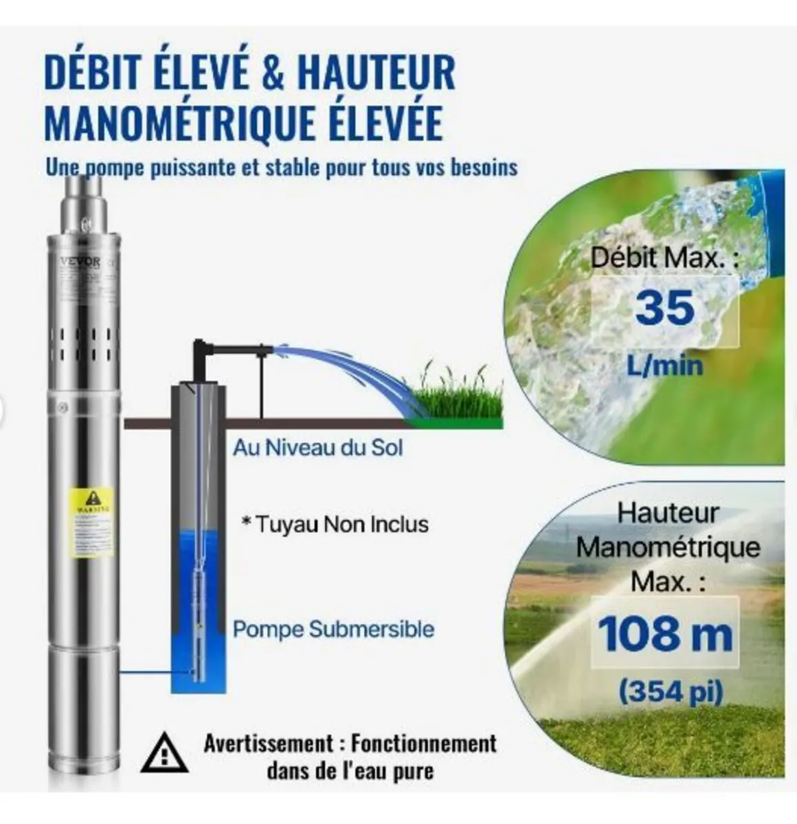 Deep Well Submersible Pump, 550W - Image 3