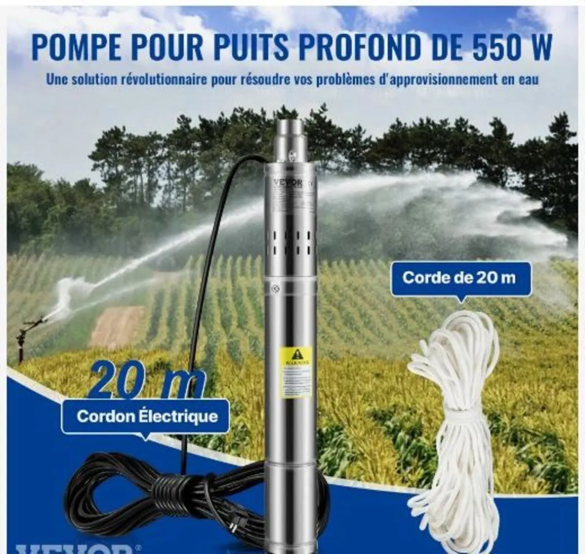 Deep Well Submersible Pump, 550W - Image 4